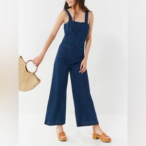 Rolla’s Womens Fitted Sailor Denim Jumpsuit overall, Flared leg